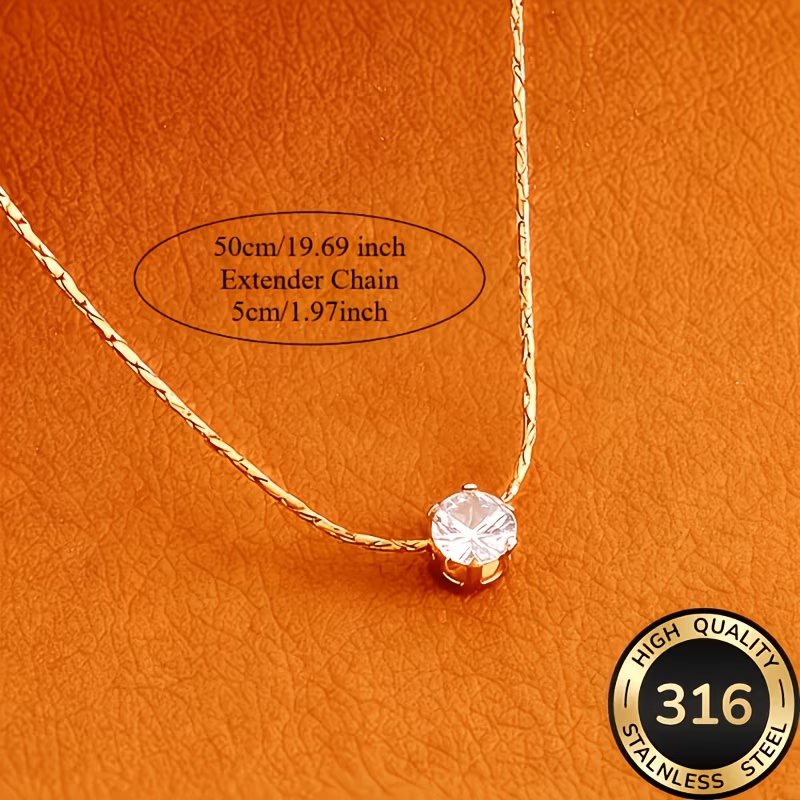 Luxury 18K Real Gold Plated Round Pendant Necklace