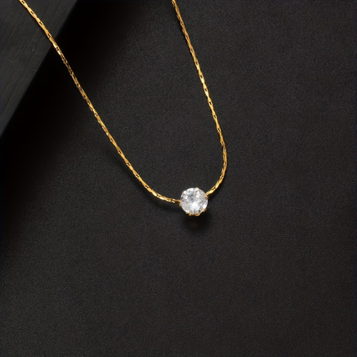 Luxury 18K Real Gold Plated Round Pendant Necklace